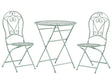 Outdoor Bistro Set Green Metal 2 Folding Chairs Round Table Decorative Balcony Set Beliani