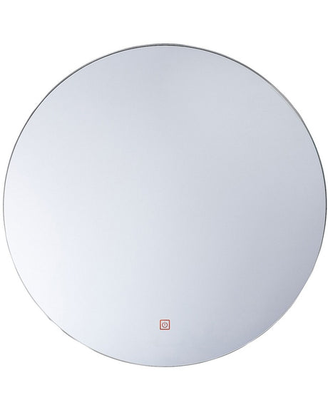 Wall Mirror Round Silver 60 cm LED Lights Anti Fog system Bathroom Accessories Beliani