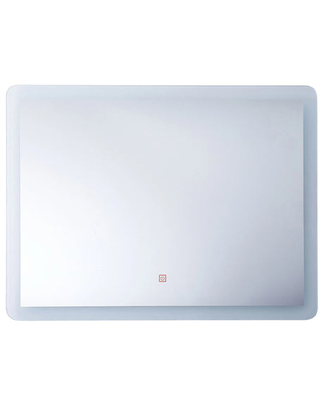 Wall Mirror Silver LED Light Rectangular 60 x 80 cm Illuminated Anti Fog System Beliani