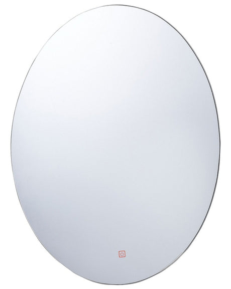 Wall Mirror with LED Silver Oval 60 x 80 cm Rectangular Illuminated Anti Fog System Beliani