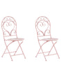 Outdoor Set of 2 Chairs Pink Metal Powder Coated Scrollwork Backrest Beliani