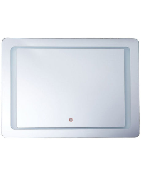 Wall Mirror with LED Silver 60 x 80 cm Rectangular Illuminated Anti Fog System Beliani