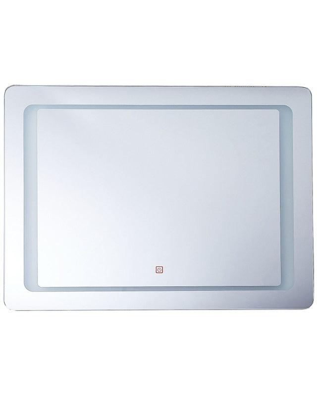 Wall Mirror with LED Silver 60 x 80 cm Rectangular Illuminated Anti Fog System Beliani