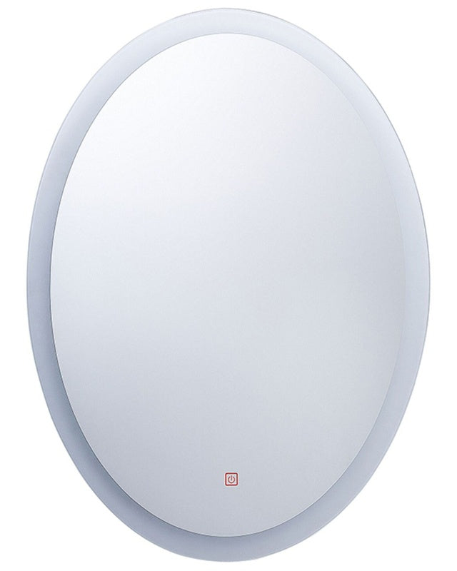 Wall Mirror with LED Silver 60 x 80 cm Rectangular Illuminated Anti Fog System Bathroom Vanity Beliani