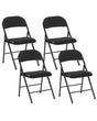 Set of 4 Folding Chairs Black Metal Frame Padded Fabric Seat and Backrest Fold Out Seats Beliani