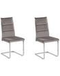 Set of 2 Dining Chairs Grey Velvet Upholstered Cantilever Silver Legs Armless Modern Design Beliani