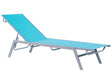 Sun Lounger Blue and Silver Steel Frame Adjustable Backrest UV Resistant Beliani