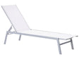 Sun Lounger White and Silver Steel Frame Adjustable Backrest UV Resistant Beliani