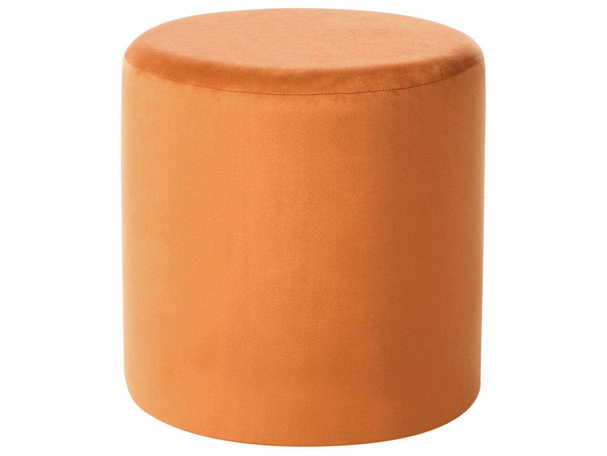 Round Velvet Orange Ottoman Pouffe Footstool  Beliani