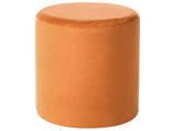 Round Velvet Orange Ottoman Pouffe Footstool  Beliani