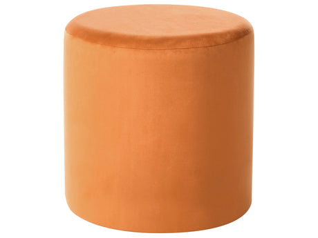 Round Velvet Orange Ottoman Pouffe Footstool  Beliani