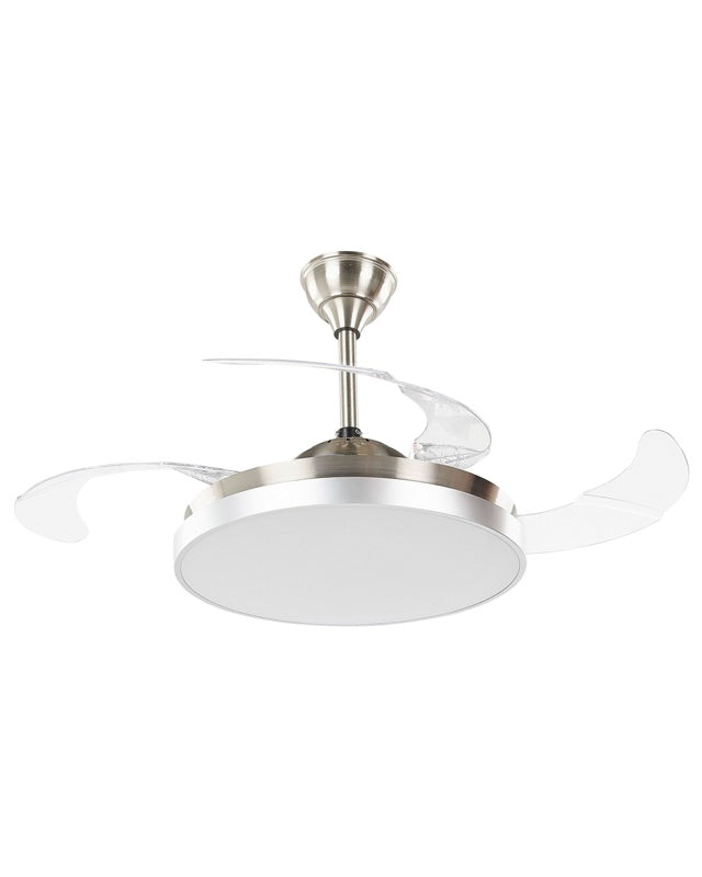 Ceiling Fan with Light Ventilator Silver Synthetic Material Metal 4 Blades Remote Control Beliani