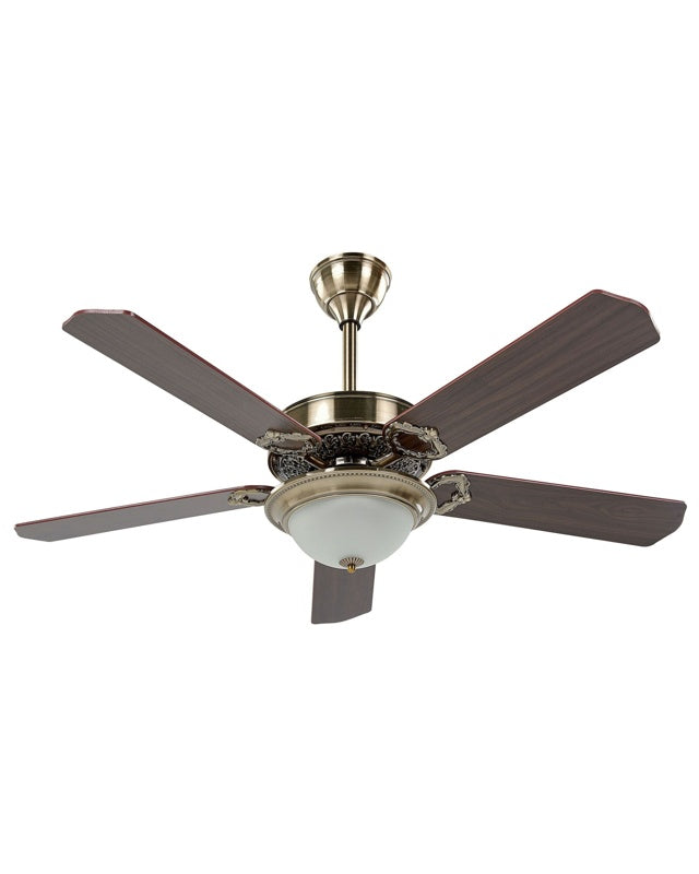 Traditional Ceiling Fan with Light Gold and Dark Wood Metal 5 Blades Remote Control Beliani