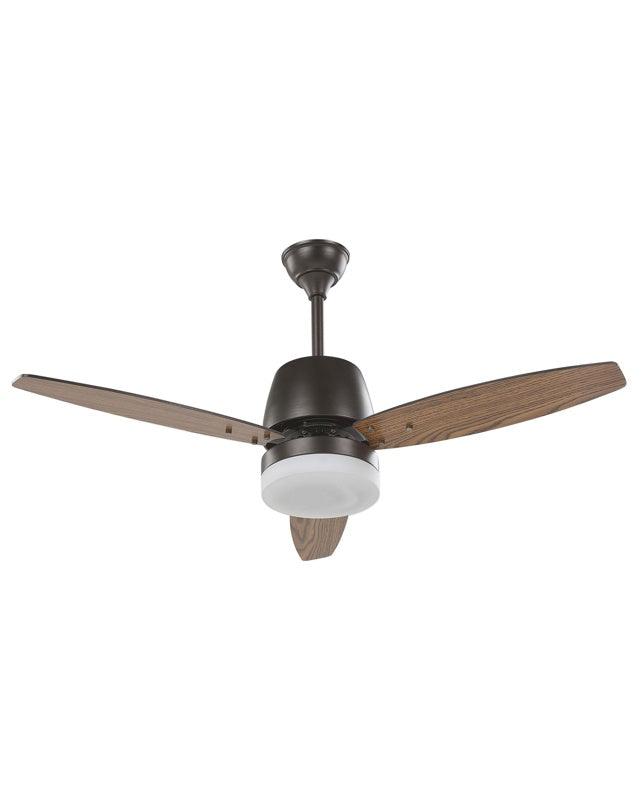 Ceiling Fan with Light Black and Dark Wood Metal 3 Blades Modern Design Remote Control Beliani