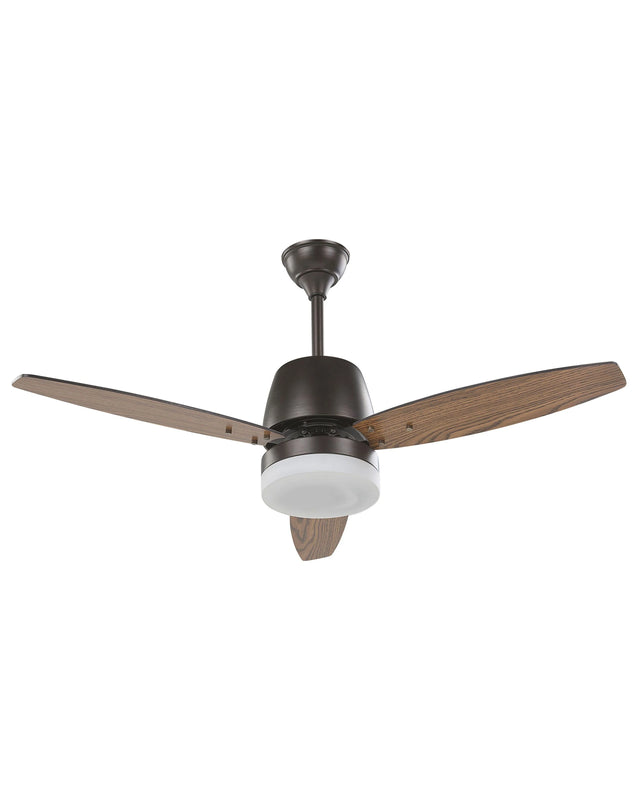 Ceiling Fan with Light Black and Dark Wood Metal 3 Blades Modern Design Remote Control Beliani