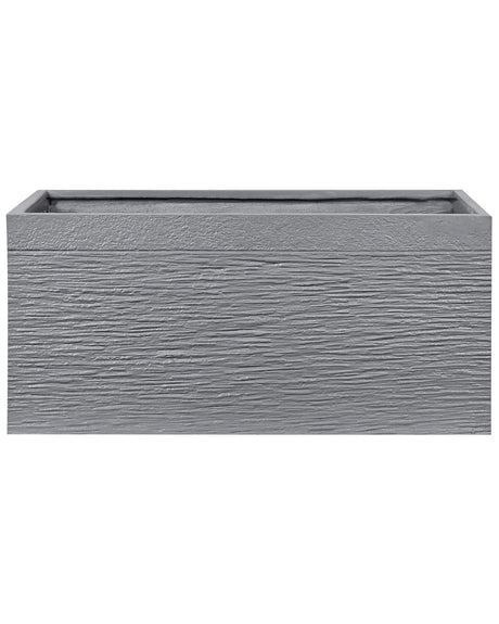 Plant Pot Grey Fibre Clay 80 x 37 x 38 cm Indoor Outdoor Rectangular Planter Beliani