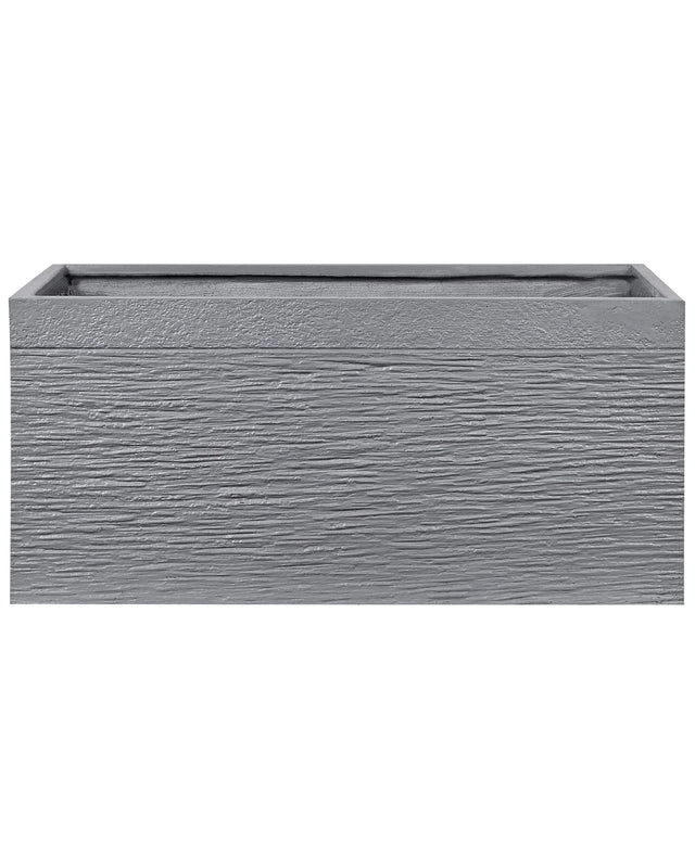Plant Pot Grey Fibre Clay 80 x 37 x 38 cm Indoor Outdoor Rectangular Planter Beliani