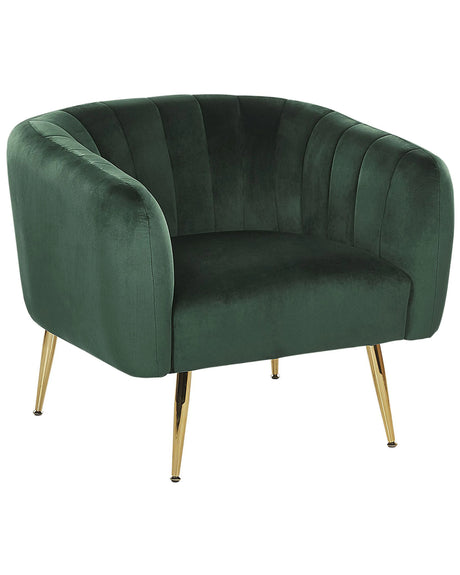Armchair Green Velvet Golden Metal Frame Round Back Glam Style Beliani