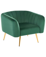 Armchair Green Velvet Golden Metal Frame Round Back Glam Style Beliani
