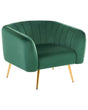 Armchair Green Velvet Golden Metal Frame Round Back Glam Style Beliani