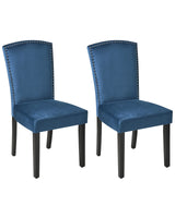 Set of 2 Dining Chairs Navy Blue Velvet High Back Retro Design Silver Nailhead Trim Beliani