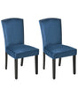 Set of 2 Dining Chairs Navy Blue Velvet High Back Retro Design Silver Nailhead Trim Beliani