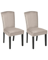 Set of 2 Dining Chairs Grey Velvet High Back Retro Design Silver Nailhead Trim Beliani