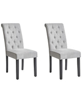 Set of 2 Dining Chairs Grey Fabric Glam Modern Design Black Wooden Legs  Beliani