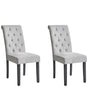 Set of 2 Dining Chairs Grey Fabric Glam Modern Design Black Wooden Legs  Beliani