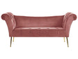 Chaise Lounge Pink Velvet Upholstery Tufted Double Ended Seat with Metal Gold Legs Beliani