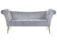 Chaise Lounge Grey Velvet Upholstery Tufted Double Ended Seat with Metal Gold Legs Beliani