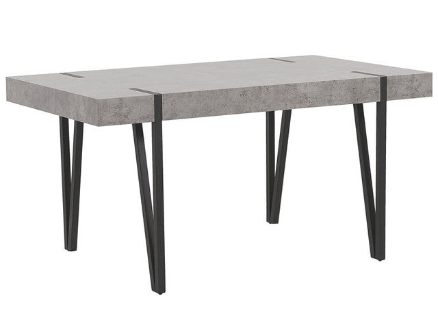 Dining Table Concrete Effect MDF Top Black Metal Hairpin Legs 150 x 90 cm Rectangular Industrial Style Beliani