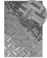 Area Rug Grey 140 x 200 cm Cowhide Leather Modern Beliani