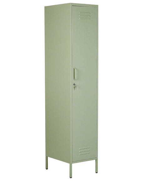 Storage Cabinet Green Metal Locker with 5 Shelves and Rail Modern Home Office Beliani