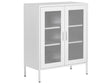 2 Door Sideboard White Steel Home Office Furniture Shelves Leg Caps Industrial Design Beliani