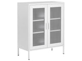 2 Door Sideboard White Steel Home Office Furniture Shelves Leg Caps Industrial Design Beliani