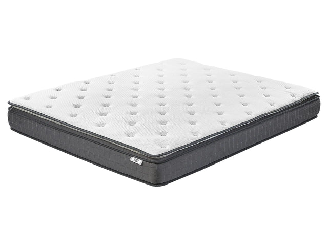 Memory Foam Mattress White EU King Size 5ft3 160 x 200 cm Bamboo Cover Medium Firm Beliani