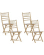 Set of 4 Folding Chairs Gold Beechwood Dining Room Chairs Contemporary Style Beliani