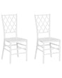 Set of 2 Dining Chairs White Synthetic Slatted Back Armless Vintage Modern Design Beliani