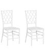Set of 2 Dining Chairs White Synthetic Slatted Back Armless Vintage Modern Design Beliani