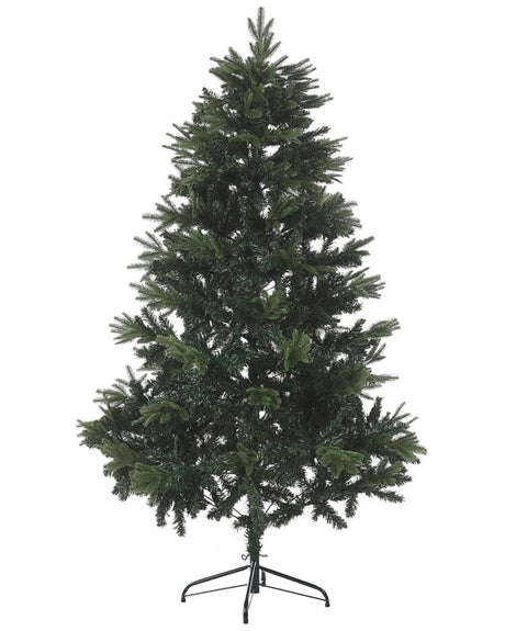 Artificial Christmas Tree Green 180 cm Synthetic Hinged Branches Black Metal Stand Holiday Beliani