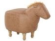 Kids Animal Stool Beige Fabric Leather Look Footstool Wooden Legs Children Seat  Beliani