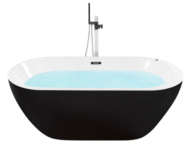 Whirlpool Bath Hot Tub Black Spa Free Standing Jets Modern Bathroom Beliani