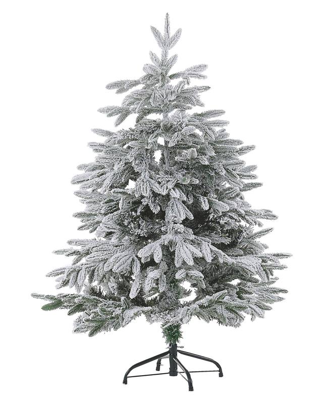 Artificial Christmas Tree White PVC Metal Base 120 cm Snowed Scandinavian Style Beliani