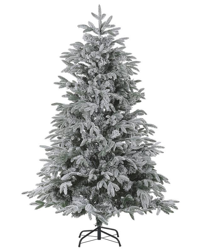 Artificial Christmas Tree White PVC Metal Base 210 cm Snowed Scandinavian Style Beliani