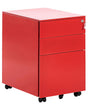 Storage Cabinet Red Metal 3 Drawers Key Lock Castors Industrial Office Beliani