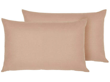 Outdoor Pillow Cushion Set of 2 Polyester Sand Beige 50 x 70 cm Zip Modern Design Scatter Cushion Beliani