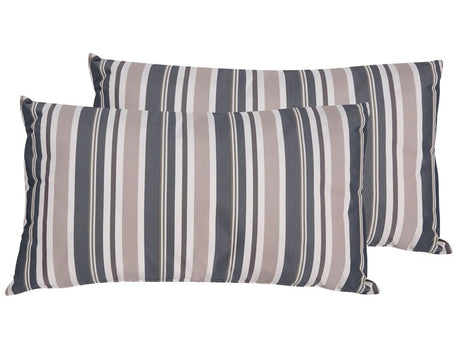 Set of 2 Patio Cushions Stripes Fabric 40 x 70 cm Water Resistant Removable Cover Beliani