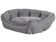 Pet Bed Grey Linen Round Dog Bed or Cat Bed Living Room Bedroom Boho Style Scandinavian Style Beliani