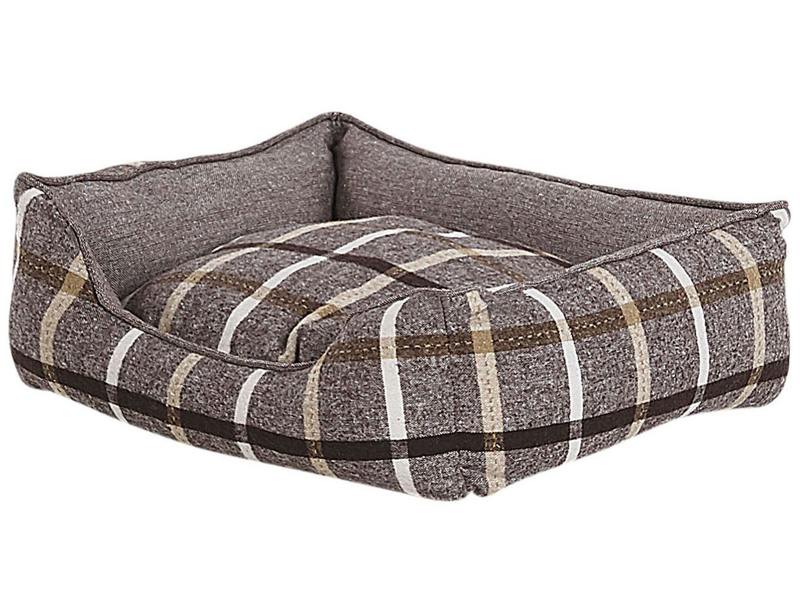 Pet Bed Dog Cat Grey Linen Square Chequered Pattern Beliani